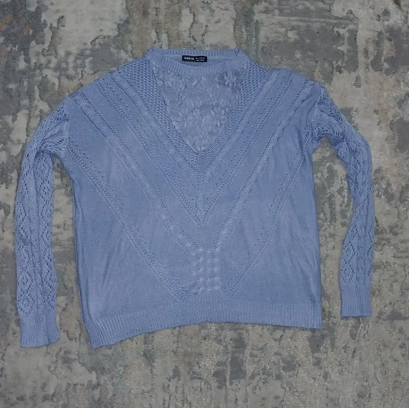 NWOT Light Blue Lace Sweater - Picture 2 of 4